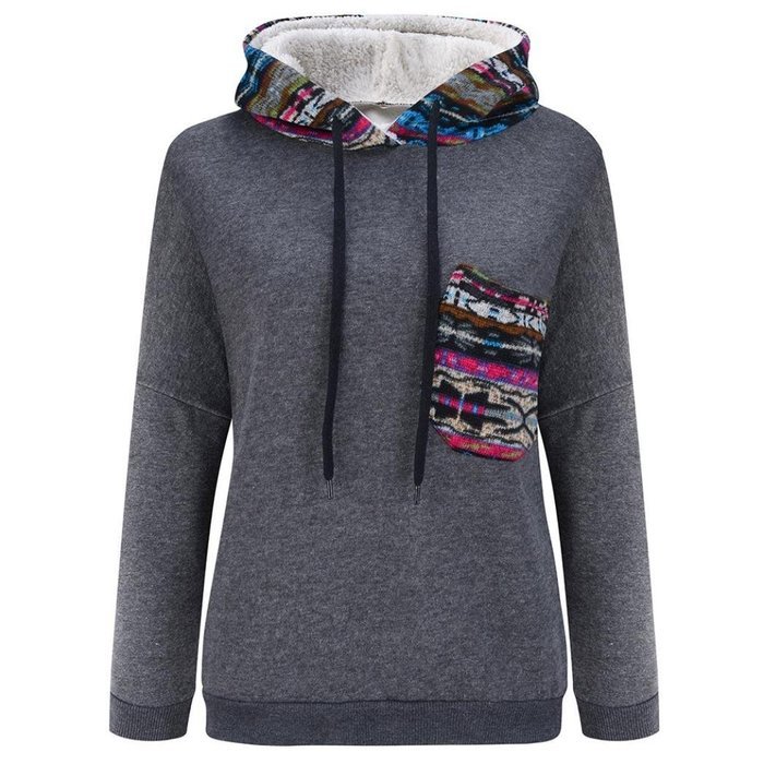Women's Sweater,Laimeng Long Sleeve Plus Velvet Thickened Hooded Sweater Top Blouse (S, Black) N12