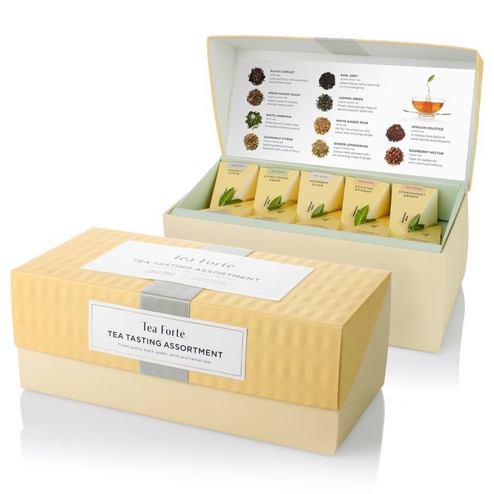 Tea Forte Presentation Box Sampler with 20 Handcrafted Pyramid Tea Infusers - Black Tea, White Tea, Green Tea,... N3