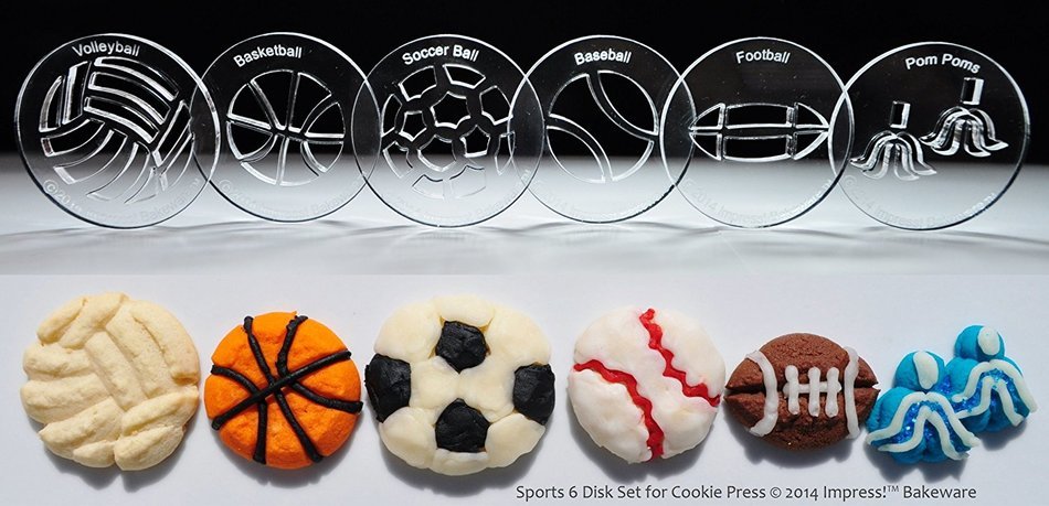 Sports 6 Disk Set for Cookie Presses (SIZE M disks for presses that came with METAL disks)