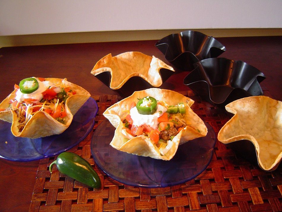 4 Lot 6" Taco Salad Shell Bowl Maker Baking Mold Non Stick Pan Pot N2