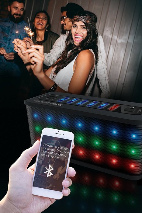 Sharper Image SBT609XBK Wireless Bluetooth Party Speaker with LED Color-Changing Lights (Black) N3