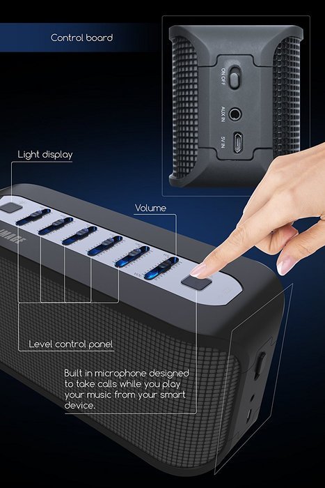 Sharper Image SBT609XBK Wireless Bluetooth Party Speaker with LED Color-Changing Lights (Black) N5