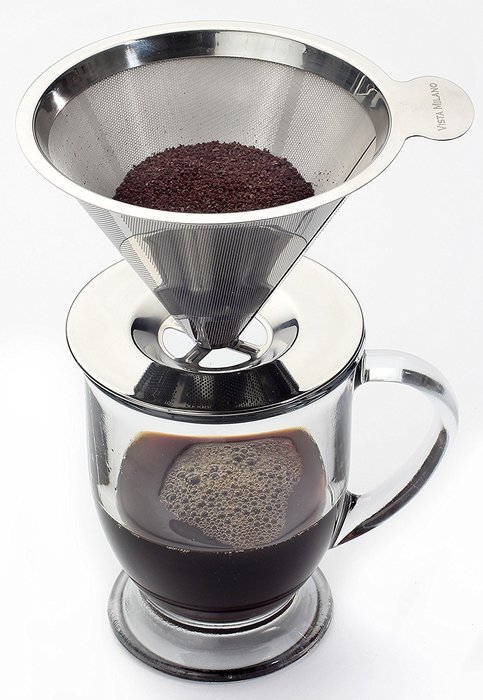 Pour Over Coffee Dripper Paperless Stainless Steel Reusable Coffee Filter Single Cup Coffee Maker and Measuring... N3