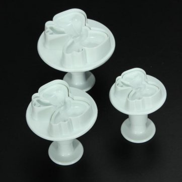Pakhuis 3PCS Bowknot Cake Decorating Fondant Icing Plunger Cutter Tools