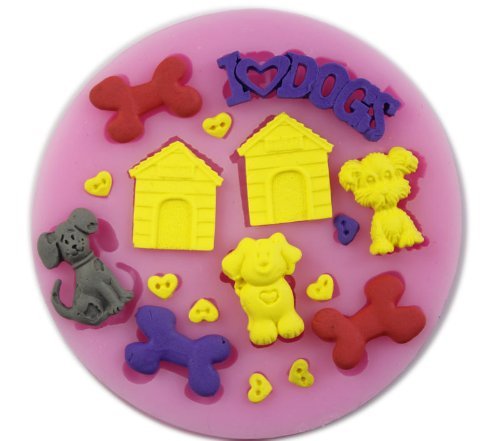 Autek Dog Pet Bone House Fondant Mold Silicone Sugar Craft Mold Cake Decorating DIY #3DMold-98