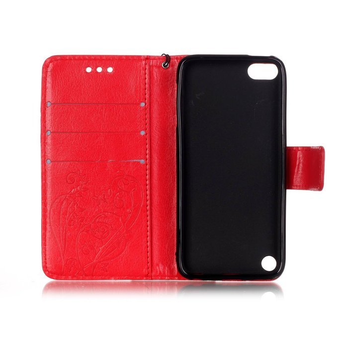 iPod touch 6 Case,iPod touch 5 Case,PHEZEN Beauty Luxury Bling Rhinestone Diamond Embossed Flower Butterfly PU... N48