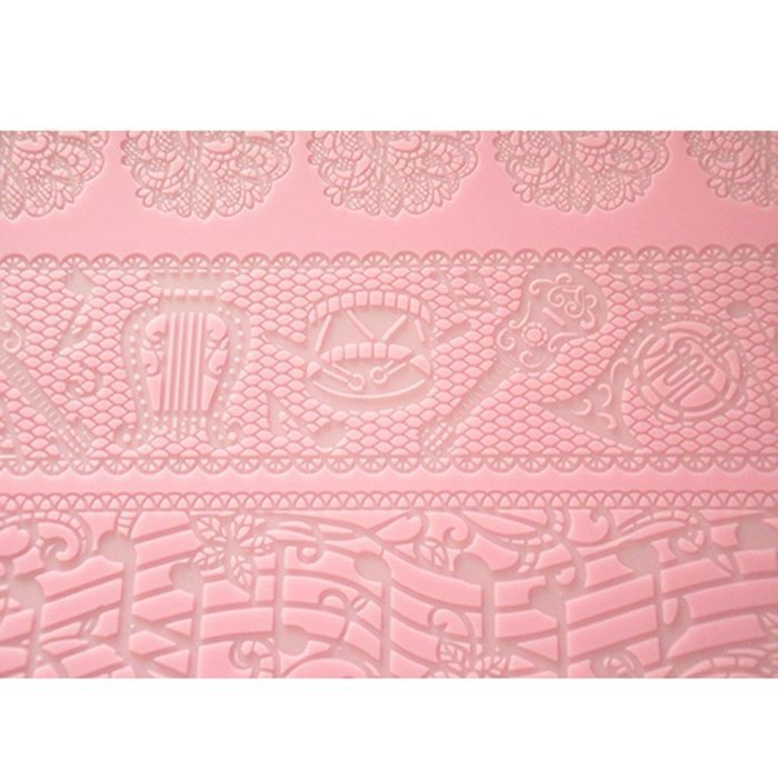 FOUR-C Cake Supplies Lace Silicone Mold Embossing Mat for Cake Lace Color Pink N2