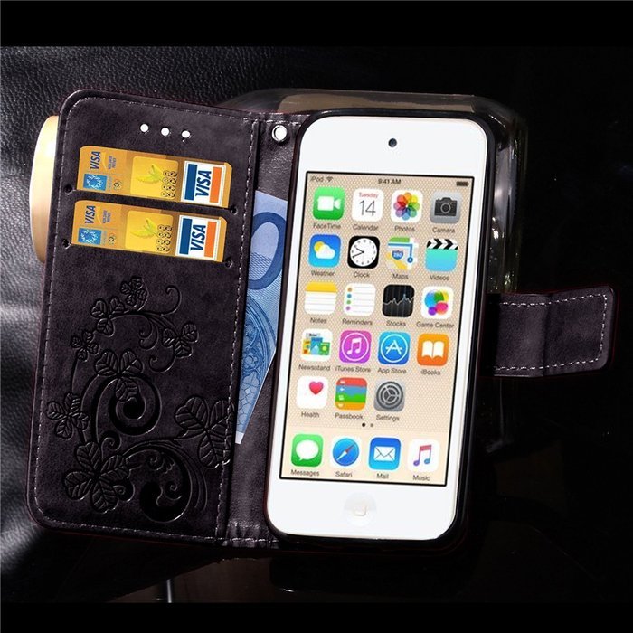 iPod touch 6 Case,iPod touch 5 Case,PHEZEN Beauty Luxury Bling Rhinestone Diamond Embossed Flower Butterfly PU... N51