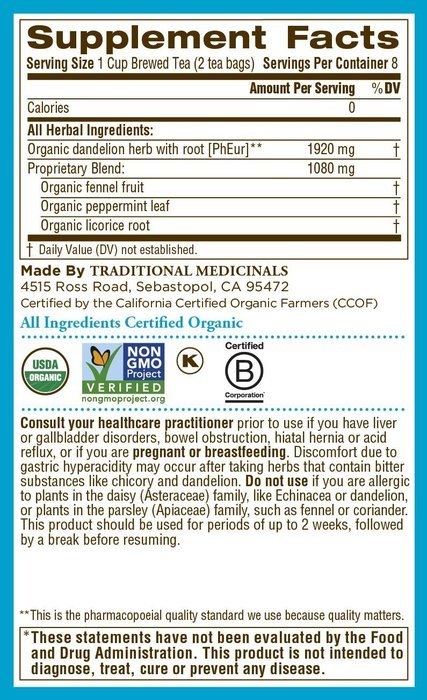 Traditional Medicinals Organic Everyday Detox Lemon Tea, 16 Tea Bags (Pack of 6) N7