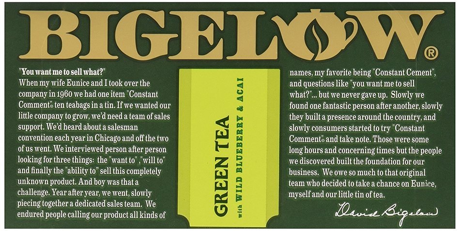 Bigelow Green Tea w/ Blueberry & Acai Tea Bags - 20 ct N2