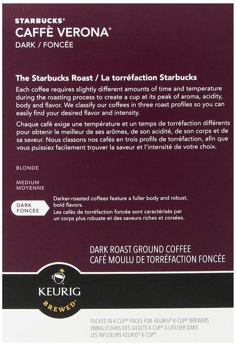 Starbucks Caffe Verona Dark, K-Cup for Keurig Brewers, 96 Count N12