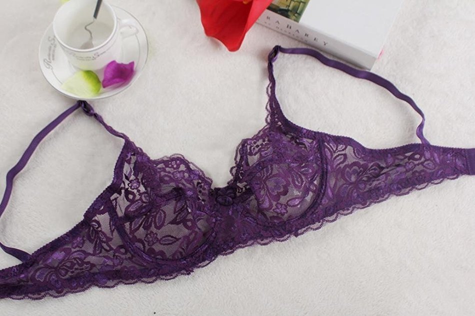 PHOTNO Women Push Up Deep V Ultrathin Underwire Lace Brassiere Bra N8