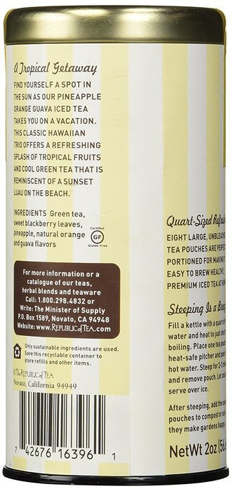 The Republic Of Tea Ginger Peach Black Iced Tea, 8 Large Iced Tea Pouches / 8 Quarts, Award-Winning Premium Black... N6