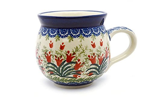Polish Pottery Mug - 11 oz. Bubble - Crimson Bells