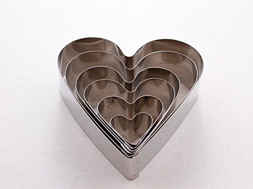 Heart Shape Leaf Steel Cookie Cake Cutter 1? deep set of 6 - Decorating tool N5