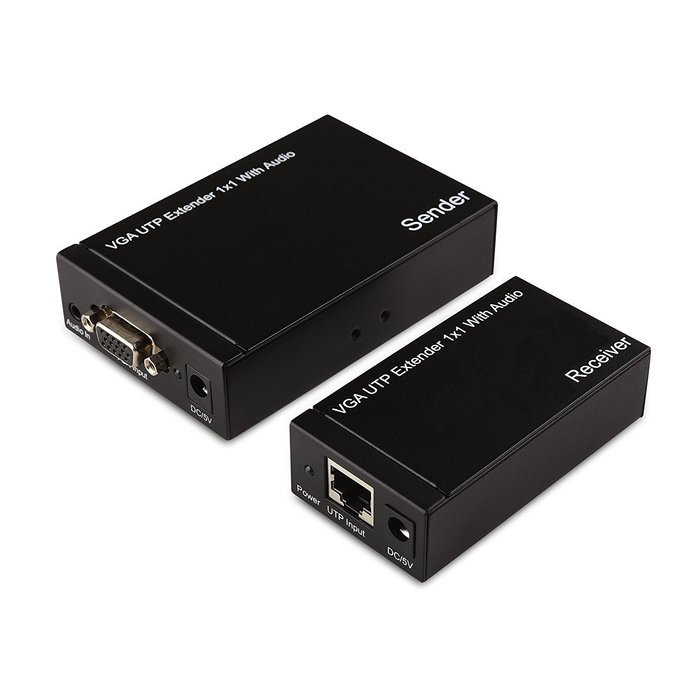 Active VGA Video Stereo Audio BALUN Extender Kit over Cat5/6 UTP, Includes Sender & Receiver