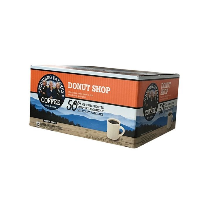 Founding Fathers Coffee, Donut Shop Single Serve K-Cup, 80 Count (Compatible with Keurig 2.0)