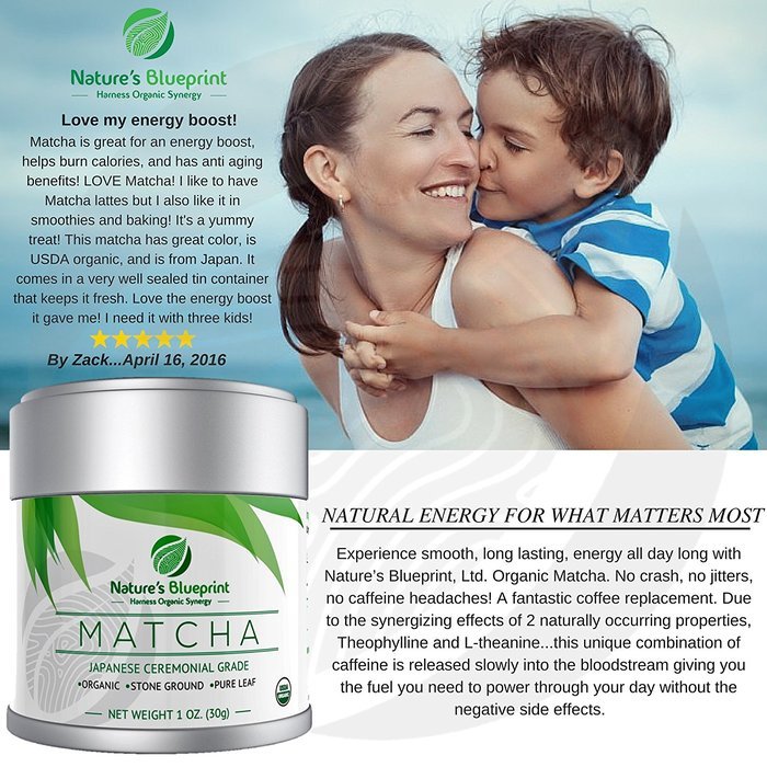 Nature's Blueprint Organic Japanese Matcha Green Tea Powder (1 oz Tin) - Ceremonial Grade N8