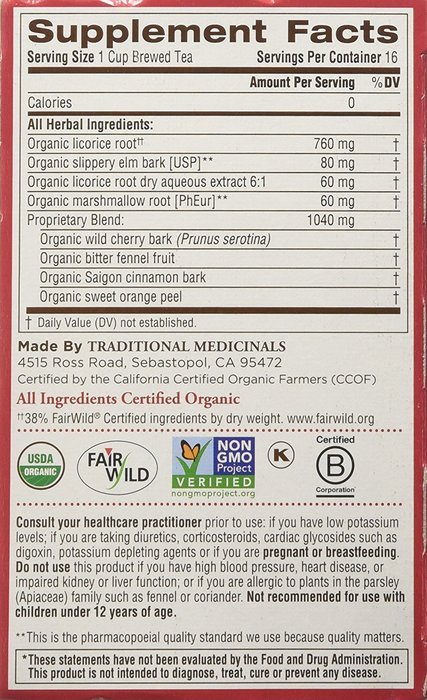 Traditional Medicinals Organic Throat Coat- Caffeine Free- 2 Pack (Total of 32 Tea Bags) N2