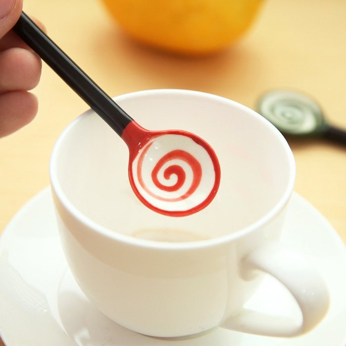 Novelty Lollipop Ceramic Tableware Coffee Scoops Stirring Spoon Sugar Spoon (Red)