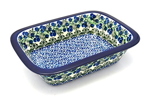 Polish Pottery Baker - Rectangular with Grip Lip - Huckleberry