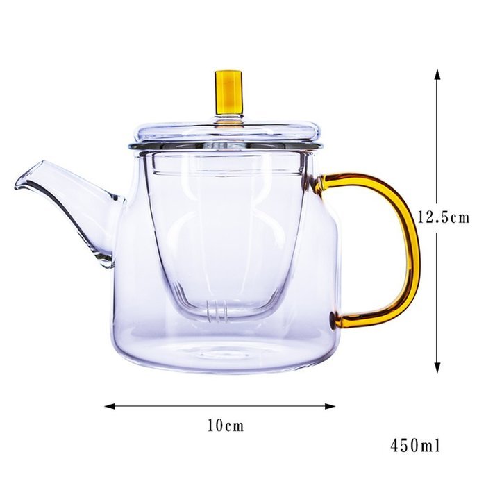 Ceramic Story Heat Resistant Borosilicate Glass Teakettles with 4 Teacups,Stovetop Safe (5, 450ml)