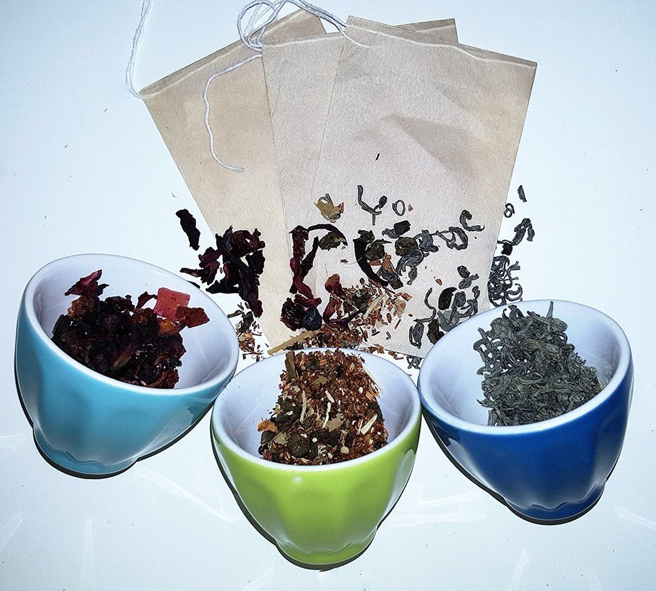 Tea Infuser Empty Tea Bags of Biodegradable Fiber Material with Pull String. 100 Tea Sacs with Draw String. No... N4
