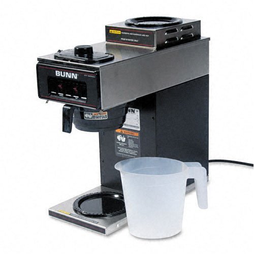 BUNN : 12-Cup Two-Station Commercial Pour-O-Matic Coffee Brewer, Stainless Steel, Black -:- Sold as 2 Packs of...