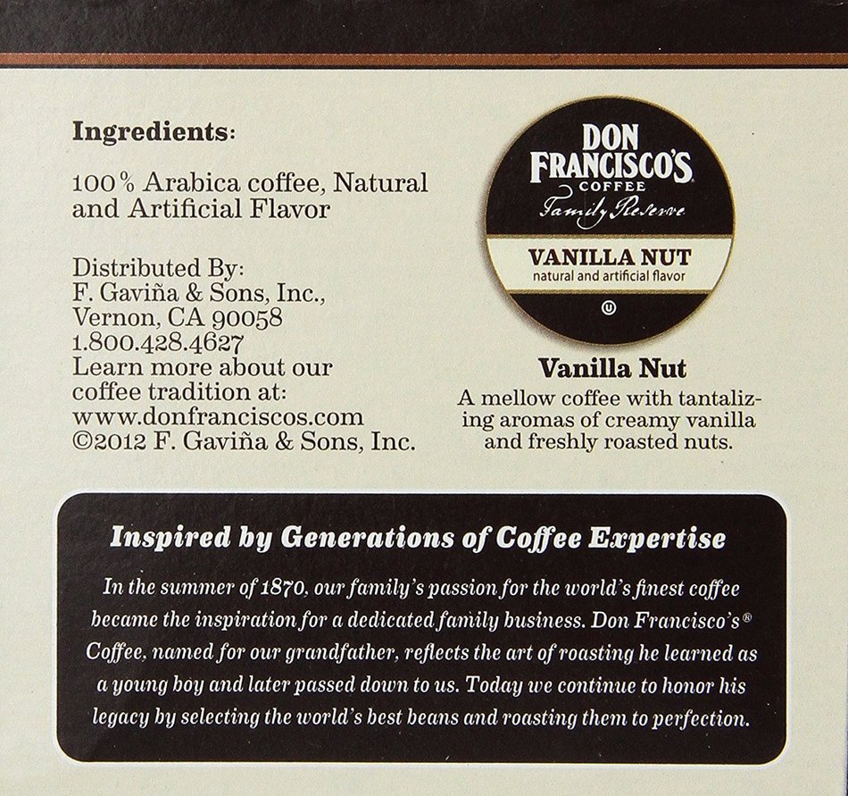Don Francisco's, Family Reserve, Vanilla Nut, Single Serve Coffee, 12 Count, 4.02oz Box (Pack of 3)