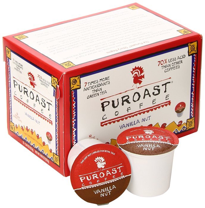Puroast Low Acid Coffee Single Serve, 2.0 Keurig Compatible, Vanilla Nut, 12 Count N9