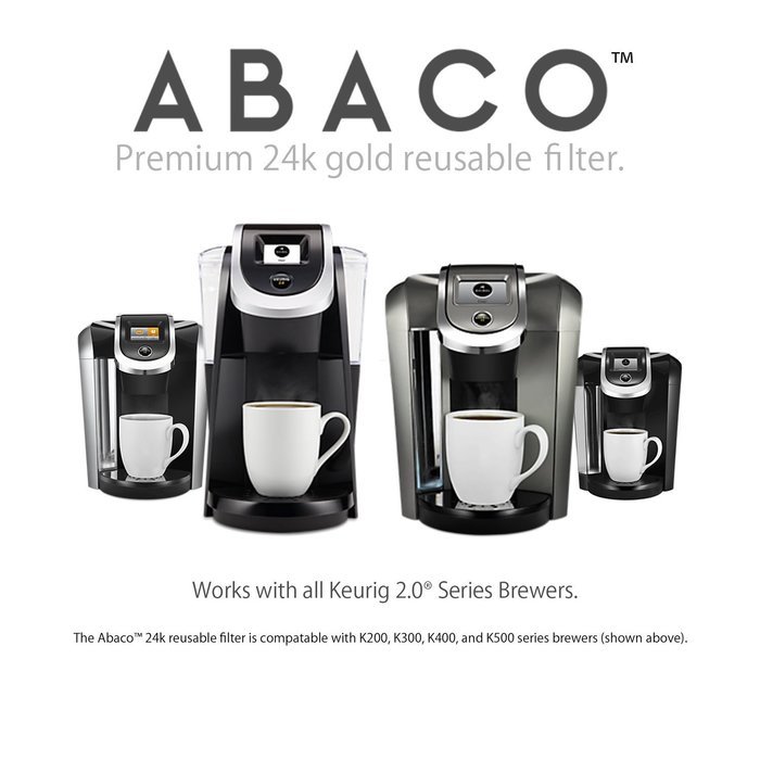 ABACO 24K Gold Reusable K-Cup Coffee Filter(Single Cup) for Keurig 1.0/2.0 Series Brewers