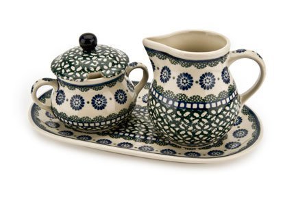 Polish Pottery Maia Large Cream & Sugar Set with Tray