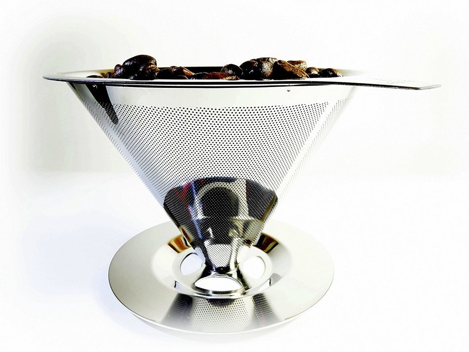 Premium Pour Over Coffee Dripper - Stainless Steel Coffee Filter and Maker - Reusable Coffee Cone Brewer with...