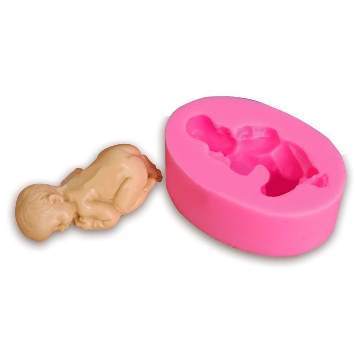 Wocuz Sleeping Baby Shape Silicone Mold Fondant Mold Sugar Mold for Baby Shower Party Cake Decoration Topper N2