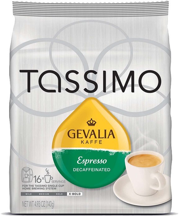 Tassimo Gevalia Espresso Decaf Coffee Bag, 4.45oz, 16 count N4