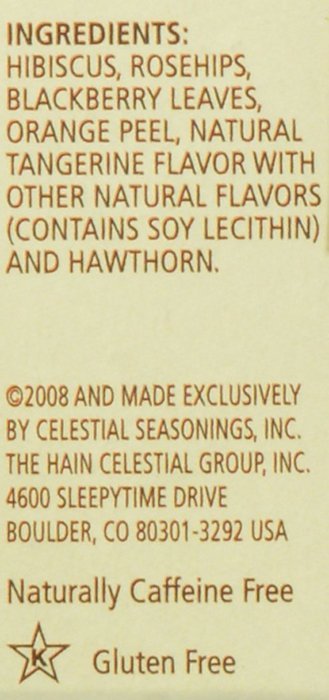 Celestial Seasonings Tangerine Orange Zinger Herbal Tea, 20 Count