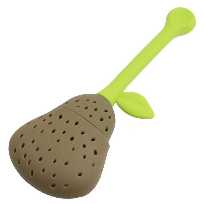 uxcell Silicone Pear Design Tea Filter Strainer Infuser Khaki