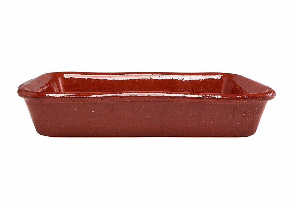 Costa del Sol Handmade Ceramic Glazed Rectangle Baking Dish, Rust N2