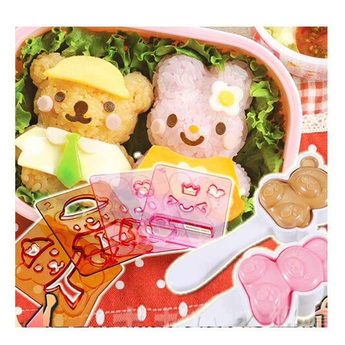 Witkey 2pcs Bento Accessories Rice Ball Mold Suit Creative Lovely Seaweed Sushi Material Tool Clamp Laver Embossing...