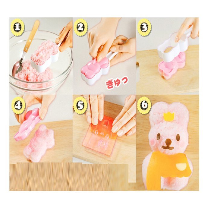 Witkey 2pcs Bento Accessories Rice Ball Mold Suit Creative Lovely Seaweed Sushi Material Tool Clamp Laver Embossing... N3