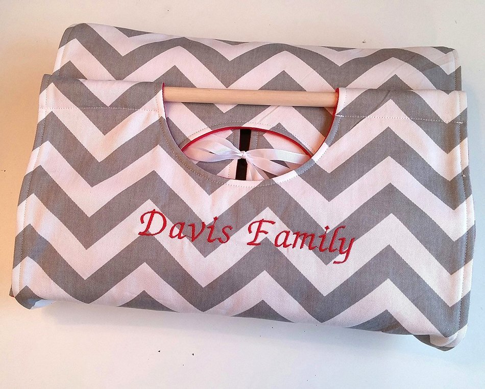 Gray Chevron 9x13 Dish Tote, FREE Shipping, Can be Personalized Silver and White ZigZag Stripe N9