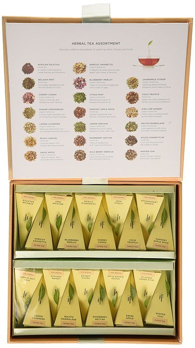 Tea Fort&eacute; Tea Chest Herbal Tea Tasting Assortment with 40 Handcrafted Pyramid Tea Infusers - Chamomile, Chai,... N4
