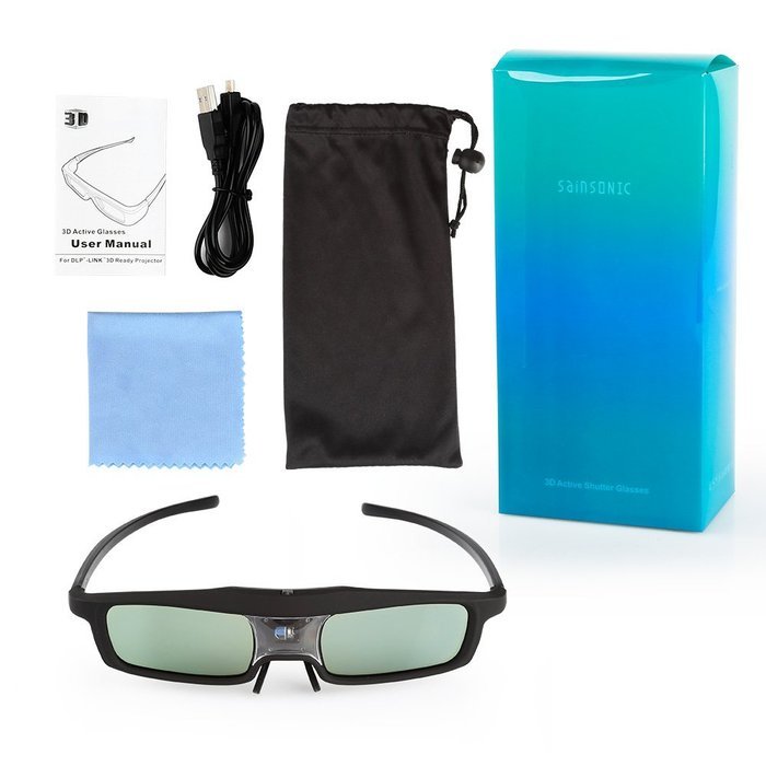 SainSonic 3D Active Shutter Glasses 10M 144Hz Rechargeable Infrared for Acer ViewSonic BenQ Vivitek Optoma 3D... N34