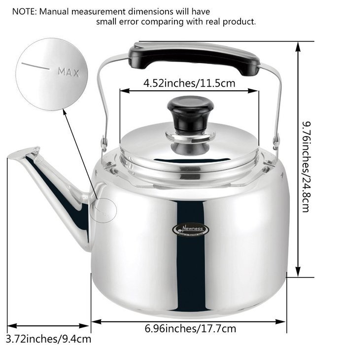Newness 2.6-Quarts Stainless Steel Whistling Tea Kettle N3