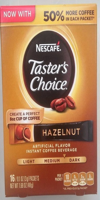 Nescafe Taster's Choice Instant Coffee Hazelnut, 16-Count Packet, (Pack of 2) N2