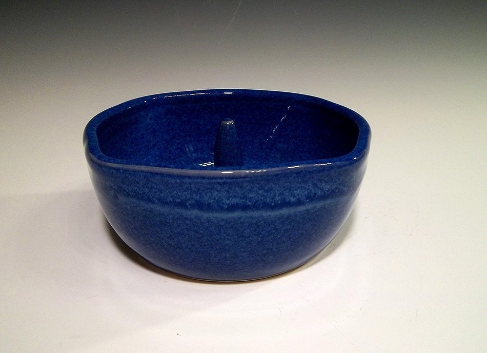 Indigo Blue Apple Baker Stoneware Ceramic Pottery N2
