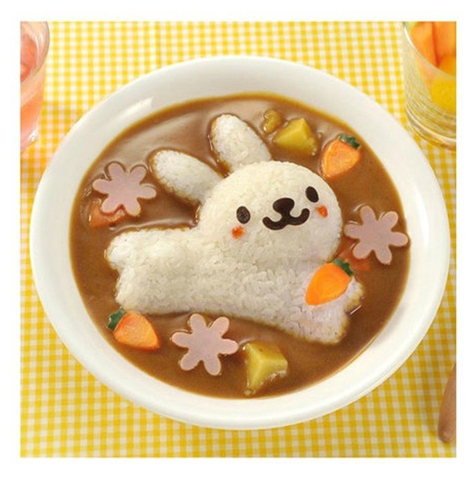 SNW DIY Sushi Cute Rabbit Dolphin Flowers Rice Mold Children, 4-Pack