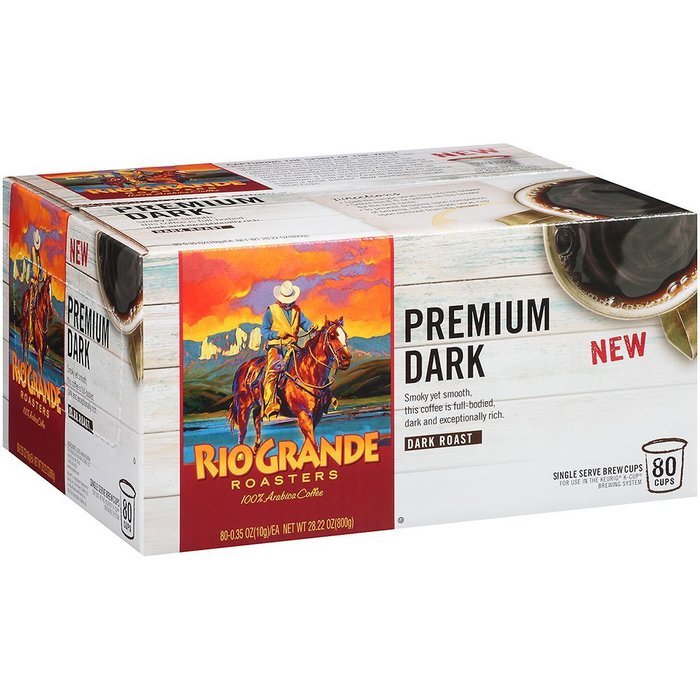 Rio Grande Roasters Premium Dark Coffee Single Serve K-Cup, 80 Count (Compatible with 2.0 Keurig Brewers) N5