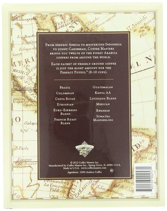 Coffee Masters Around The World In Twelve Coffees Variety Pack, 1.5-Ounce Packets (Pack of 12) N2