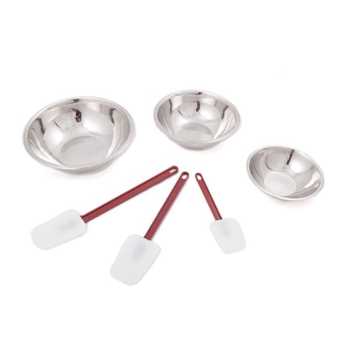 FortheChef's 6 Piece Stainless Steel Mixing Bowl and Silicone Spatula Set